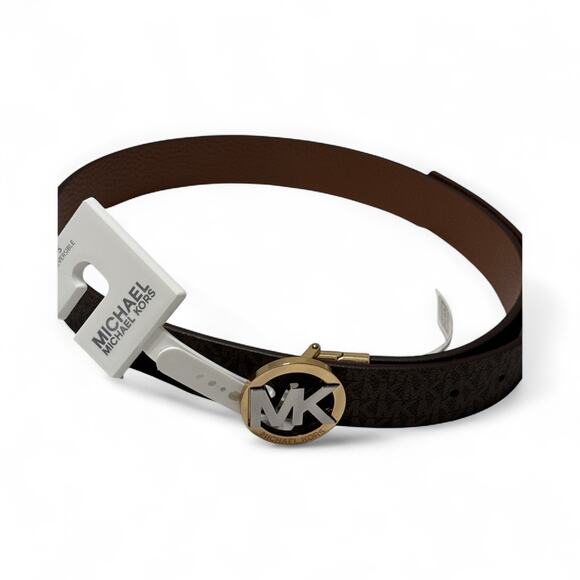 Michael by Michael Kors Logo Belt with Two Tone MK Buckle Reversible Monogram S - Picture 5 of 12